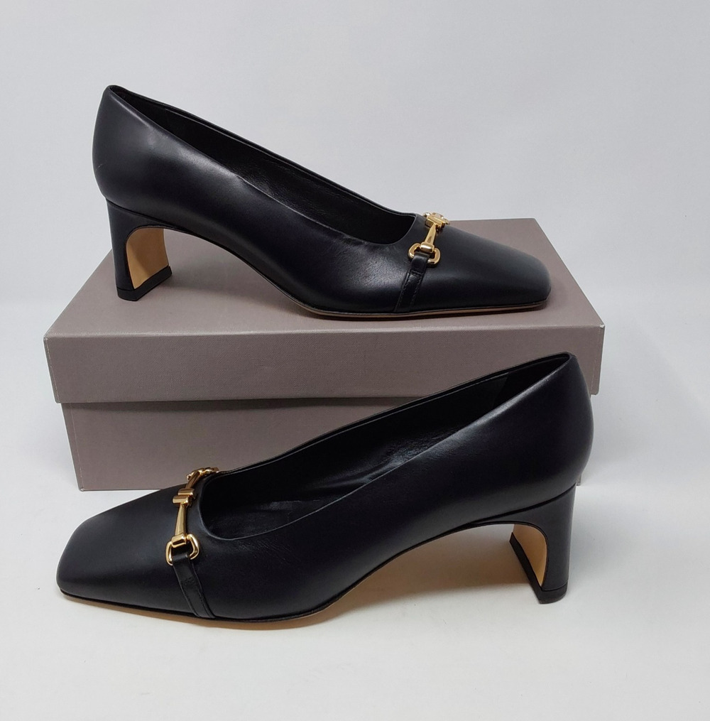Amalfi by Rangoni Sesto Womens 7.5 M Black Leather Bit Pumps Heels Italy